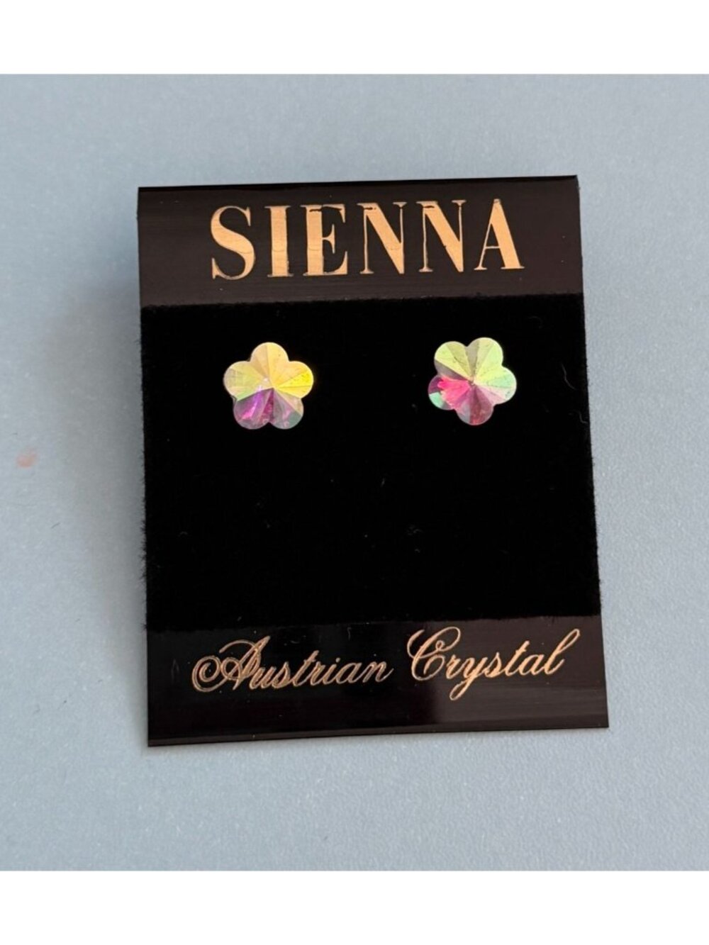 Sienna Earrings-Iridescent Floral-Shaped Austrian Crystal Stud Style Earrings-Ne